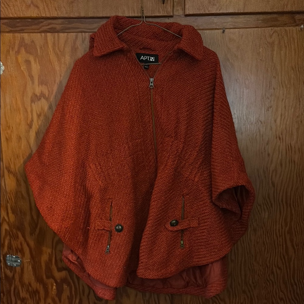 APT. 9 Orange Poncho Sweater